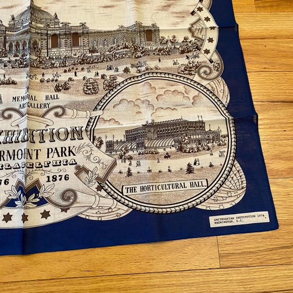 Smithsonian Echo Centennial Vintage Scarf 1776 1876 With Original Box Blue - Picture 5 of 10